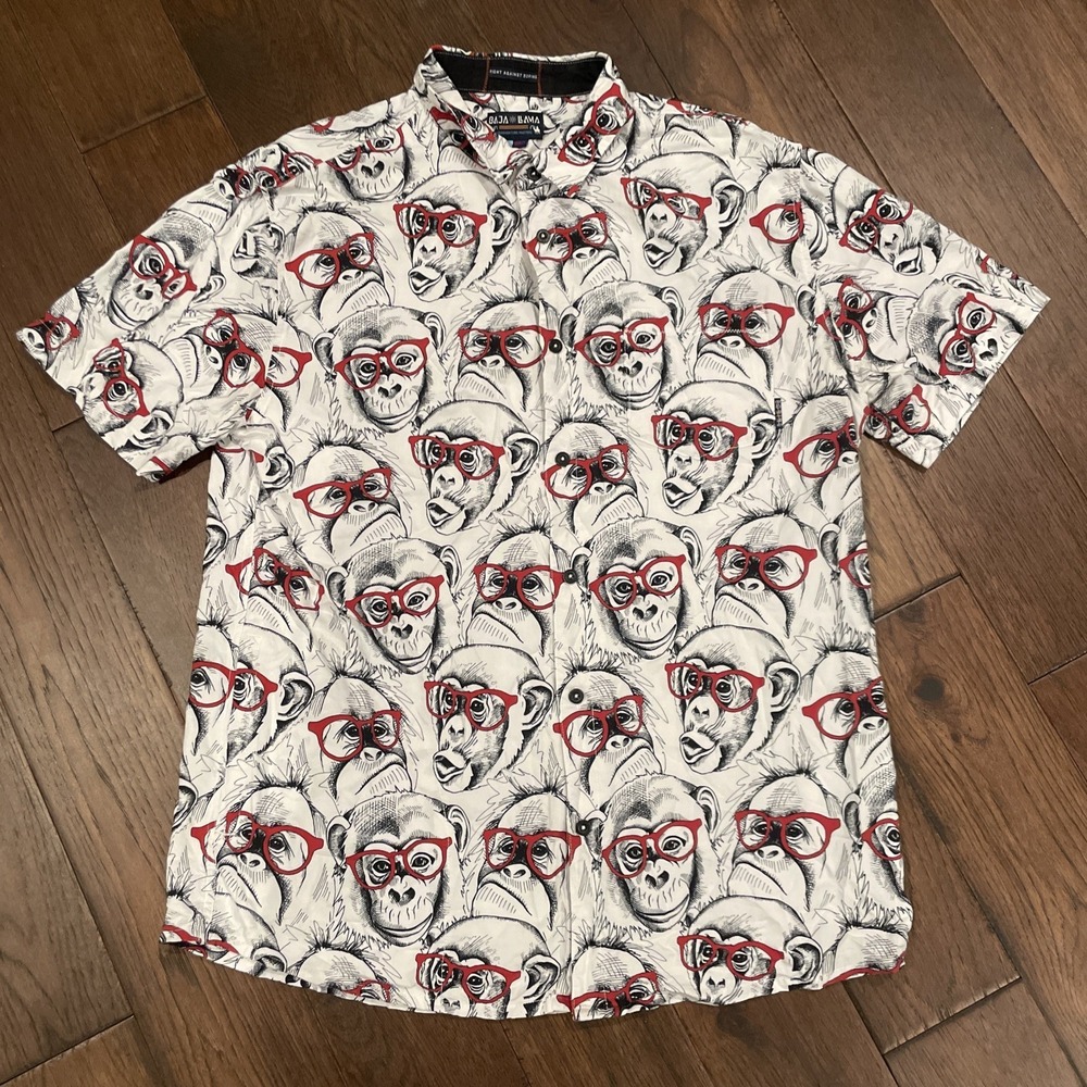 Baja Llama Dr. Yessir Mens XXL White Red Chimp Monkey Glasses Buttons
